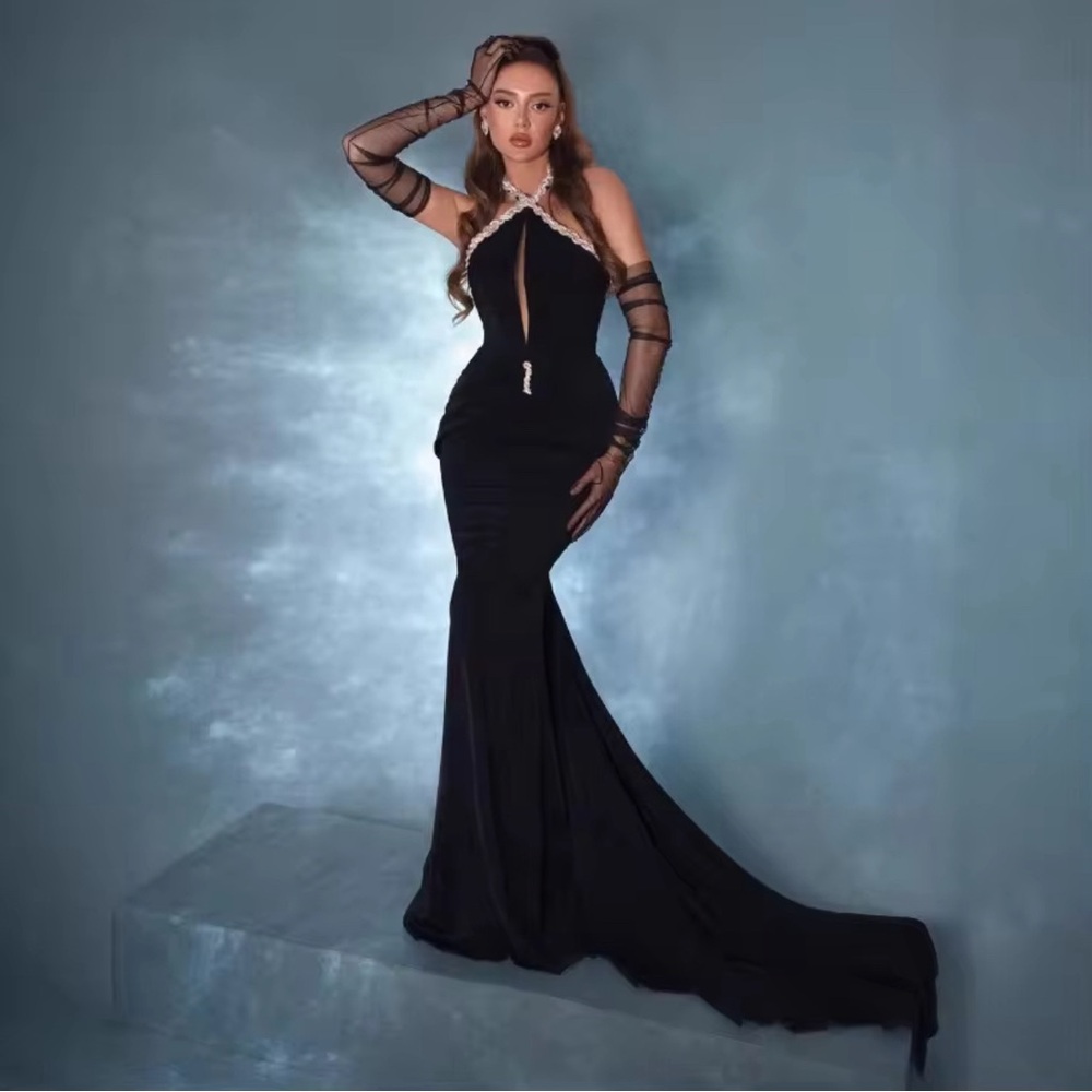Shiny Rhinestone Black Dress